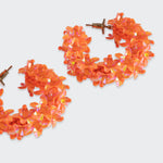 Small Flower Hoop Earrings - Orange