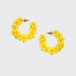 Small Flower Hoop Earrings - Yellow