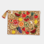 Small Mixed Fruits Sequin Pouch - Gold