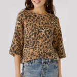 Leopard Print T Shirt in Camel/Black