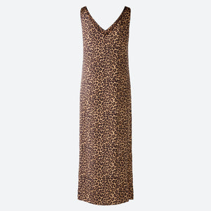 Sleeveless Leopard Print Dress in Black/Camel