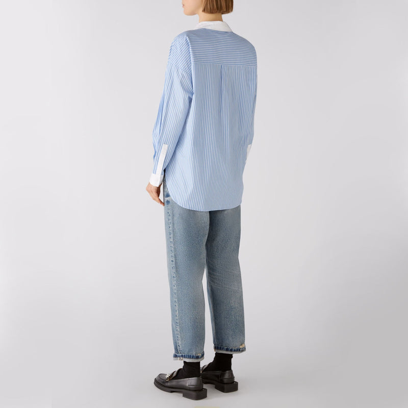 Stripe L/S Shirt in Light Blue/White
