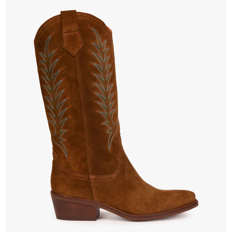 Goldie Embroidered Cowboy Boots - Peat