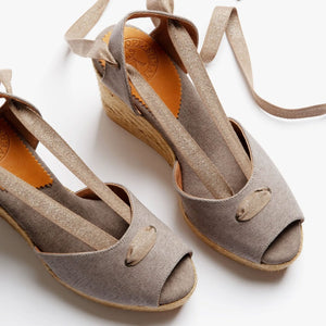 High Catalina Atelier Linen Espadrille - Taupe