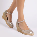 PENELOPE CHILVERS High Mary Jane Metallic Espadrilles in Champagne