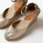 High Mary Jane Metallic Espadrilles in Champagne