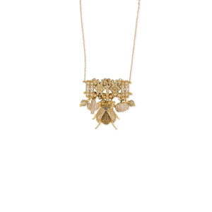 Animalia Flying Beetle Necklace in Gold
