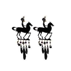 Horse Earrings in Black