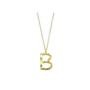 Bamboo Letter B Necklace in Gold