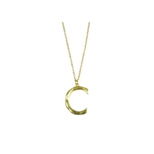 Bamboo Letter C Necklace in Gold