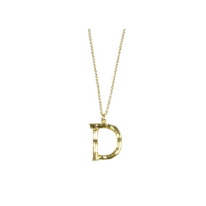 Bamboo Letter D Necklace - Gold