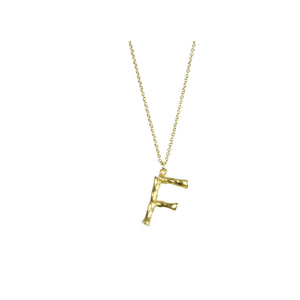 Bamboo Letter F Necklace in Gold