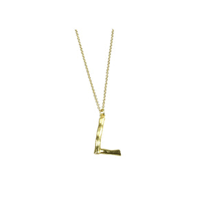 Bamboo Letter L Necklace - Gold