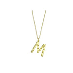 Bamboo Letter M Necklace in Gold
