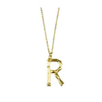 Bamboo Letter R Necklace - Gold
