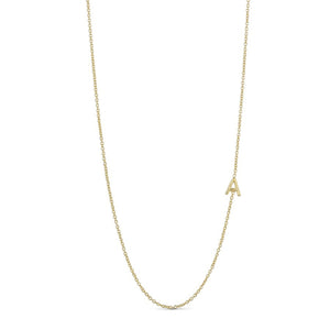 Necklace with Letter A in Chain - Gold