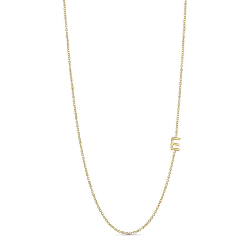 Necklace with Letter E in Chain in Gold