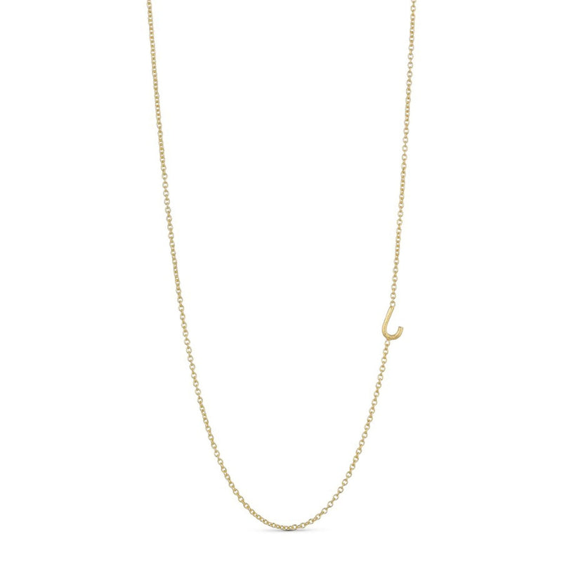 Necklace with Letter J in Chain - Gold
