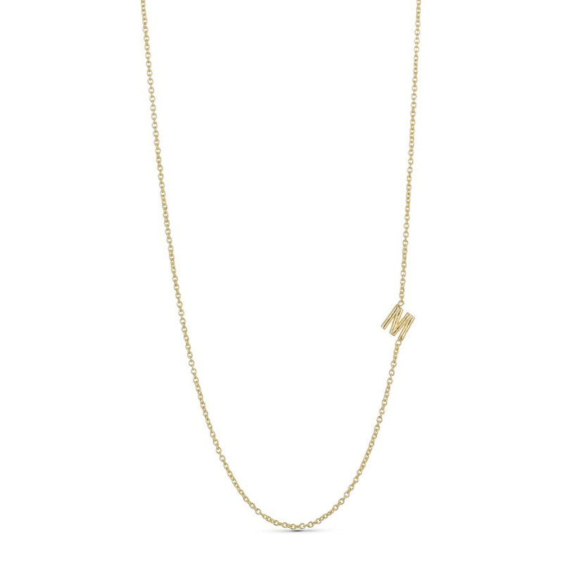 Necklace with Letter M in Chain in Gold