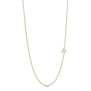 Necklace with Letter R in Chain in Gold