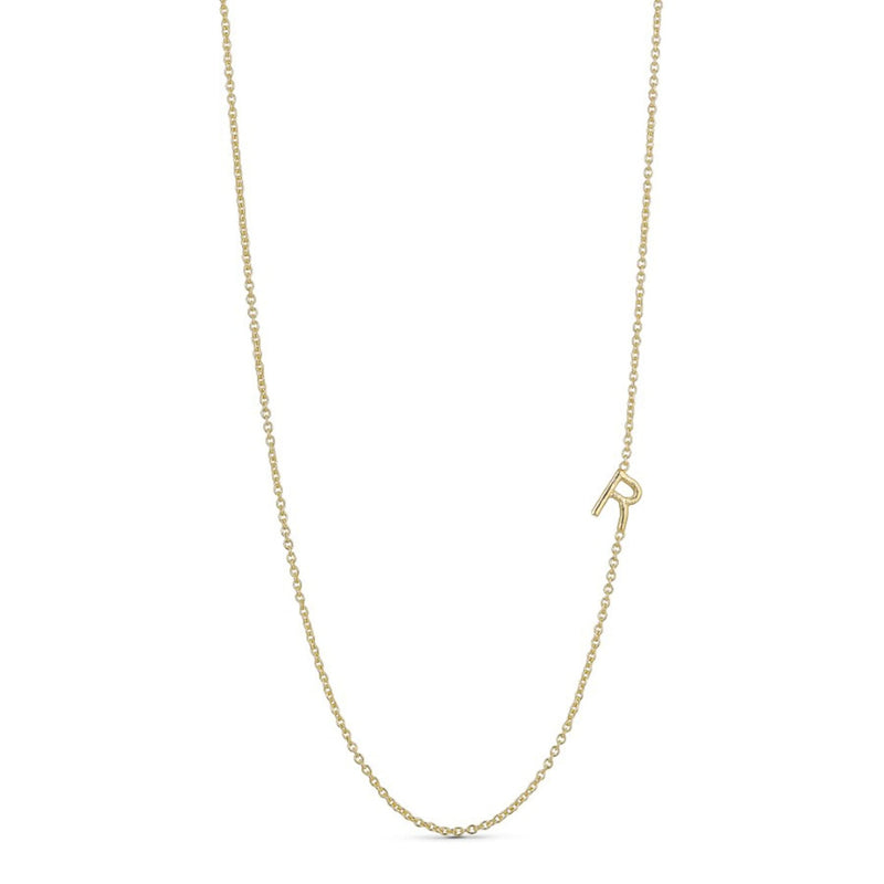Necklace with Letter R in Chain in Gold