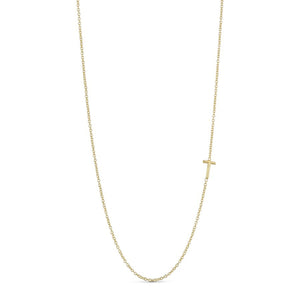 Necklace with Letter T in Chain in Gold