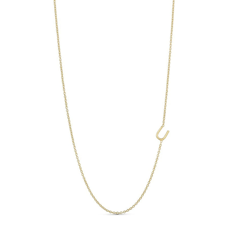Necklace with Letter U in Chain - Gold
