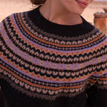 Fairisle Yoke Sweater in Charcoal/Sand