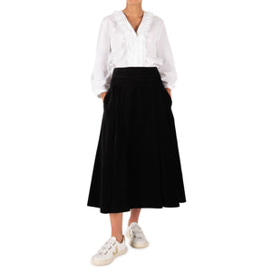 Crema Cotton Velvet Skirt in Black