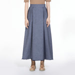 Fiorire Denim-Look Cotton Skirt in Midnight Blue