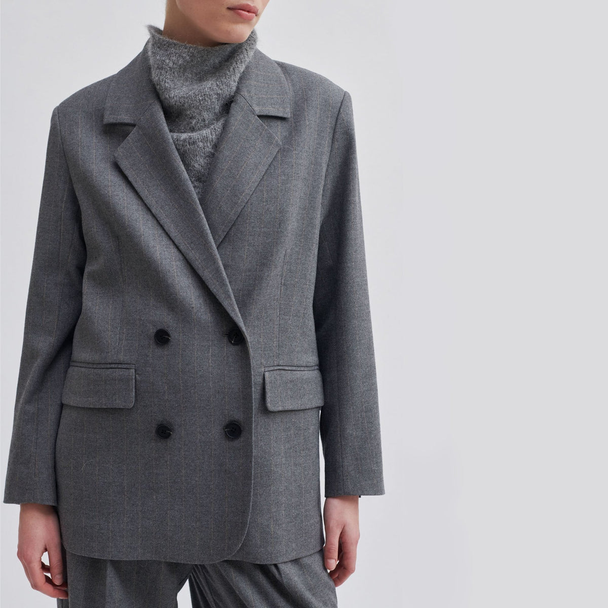 SECOND FEMALE Holsye Blazer in Grey Melange