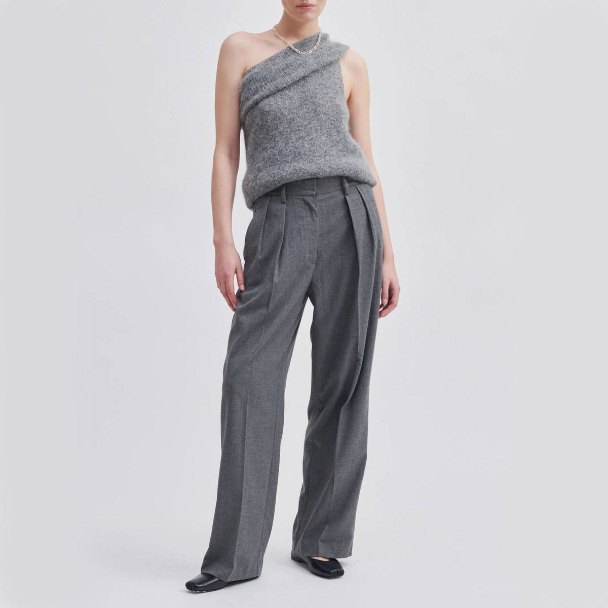 SECOND FEMALE Holsye Trousers in Grey Melange