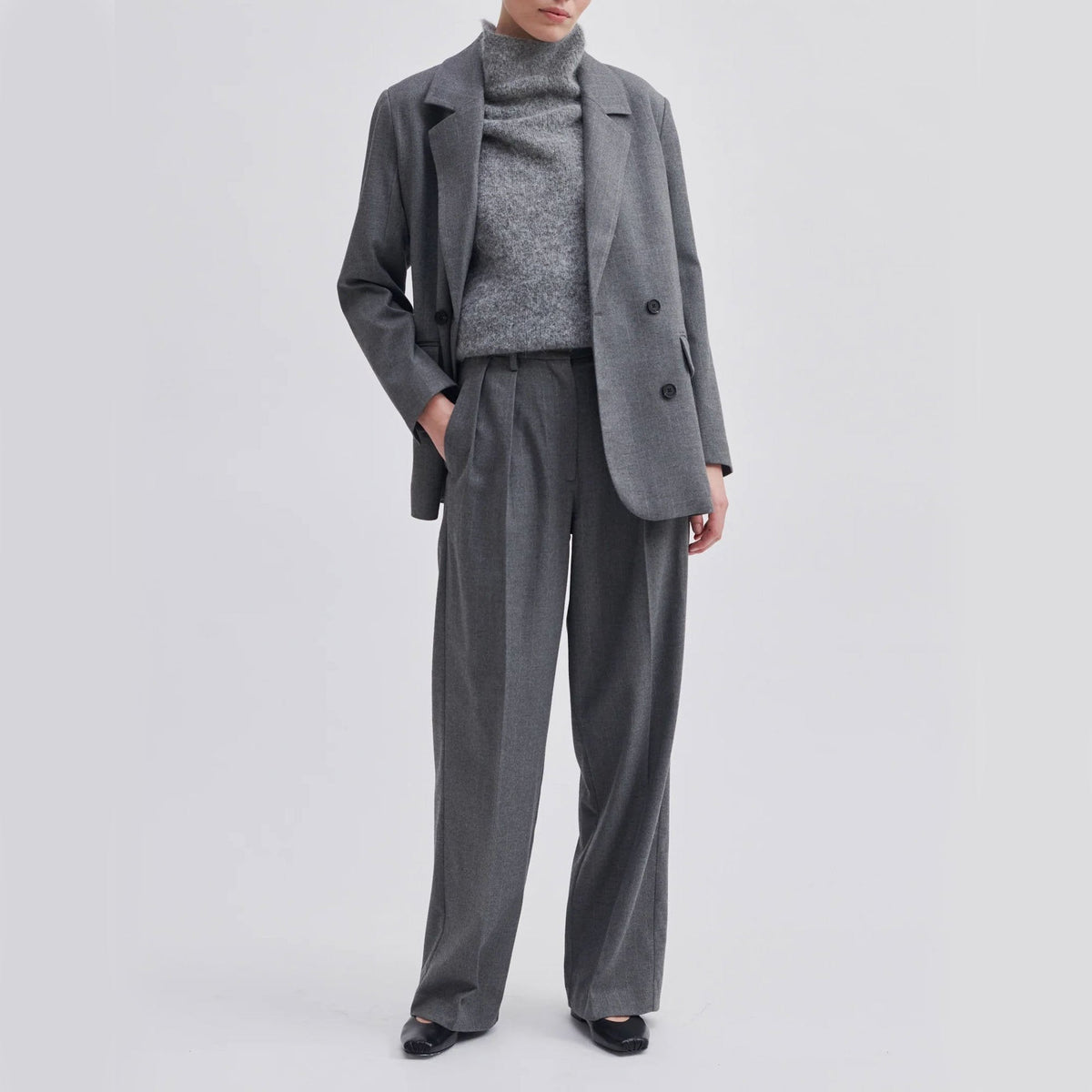 SECOND FEMALE Holsye Trousers in Grey Melange