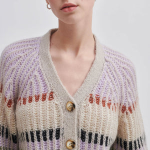 Rosanna Knit Cardigan in Pastel Lilac