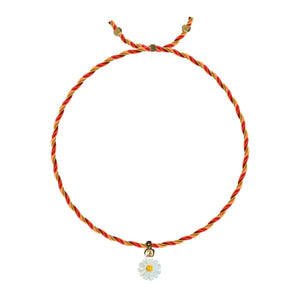 Flower Mother of Pearl Bracelet in Red/Orange