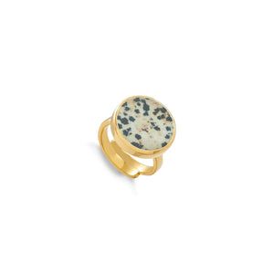 Bella Luna Dalmatian Jasper Ring - Gold