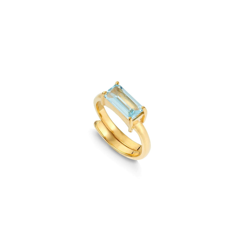 Nirvana Large Blue Topaz Ring - Gold