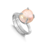 Veta Pink Baroque Pearl Ring in Silver