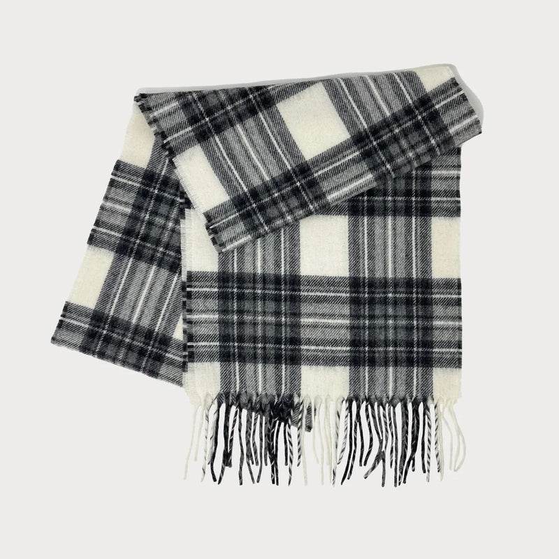 Lambswool Checked Scarf - Grey