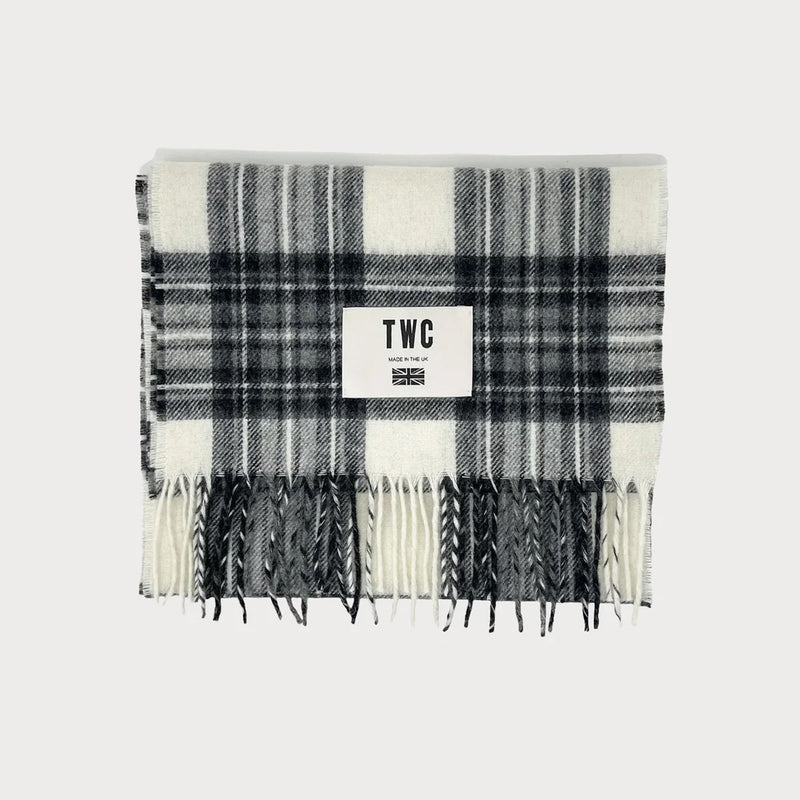 Lambswool Checked Scarf - Grey