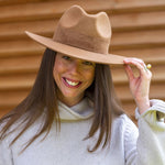 TRAVAUX EN COURS Fedora Wide Brim Hat in Camel