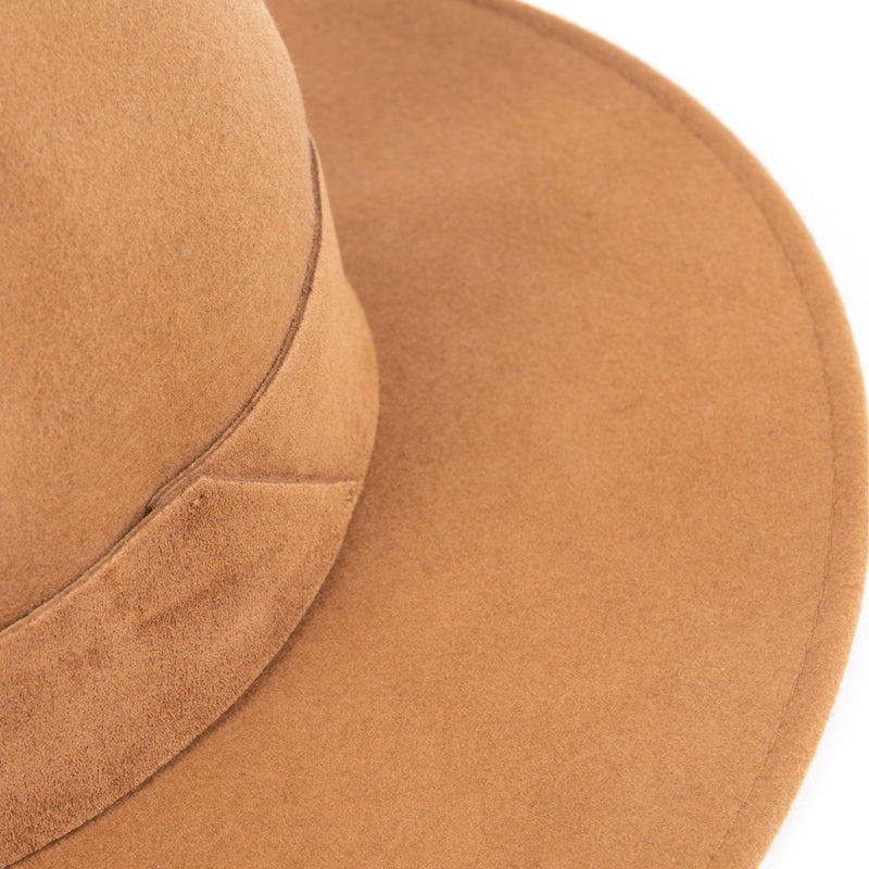 TRAVAUX EN COURS Fedora Wide Brim Hat in Camel