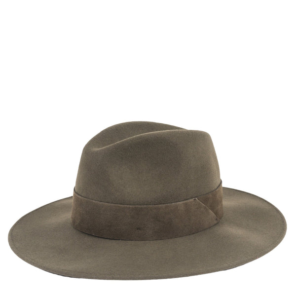 TRAVAUX EN COURS Fedora Wide Brim Hat in Khaki