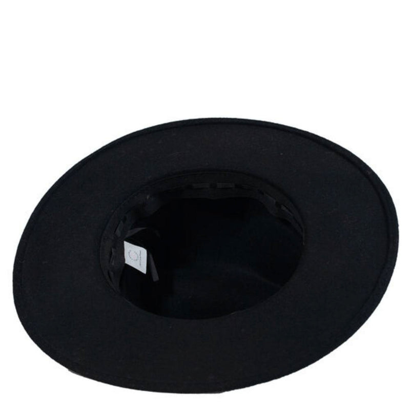 Fedora Wide Brim Hat with Woven Band in Black