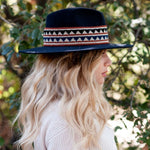 TRAVAUX EN COURS Fedora Wide Brim Hat with Woven Band in Marine