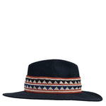 TRAVAUX EN COURS Fedora Wide Brim Hat with Woven Band in Marine