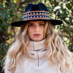TRAVAUX EN COURS Fedora Wide Brim Hat with Woven Band in Marine