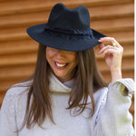 Felt Fedora Hat with Mohair Band in Black