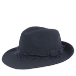 Felt Fedora Hat with Mohair Band in Black