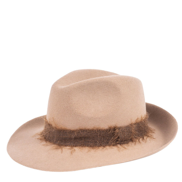 TRAVAUX EN COURS Felt Fedora Hat with Mohair Band in Sesame